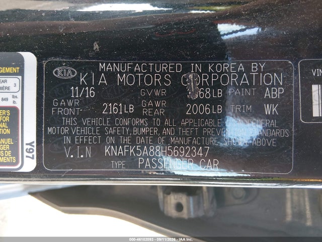Aukcja sprzedaży 2017 Kia Forte Lx, vin: KNAFK5A88H5692347, numer aukcji: 46102093