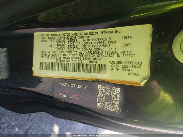 Aukcja sprzedaży 2002 Toyota Tacoma Prerunner V6, vin: 5TESN92N02Z071919, numer aukcji: 46102153