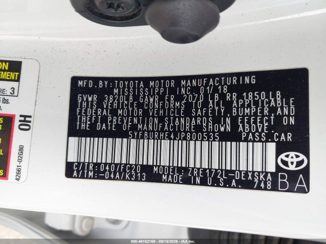 Toyota COROLLA SE 2018 5YFBURHE4JP800535 Image 9