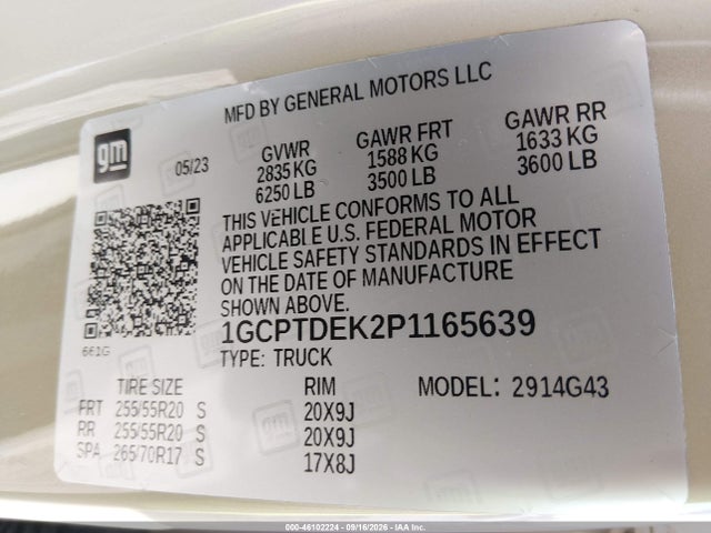 2023 Chevrolet Colorado 4wd  Short Box Z71 მანქანა იყიდება აუქციონზე, vin: 1GCPTDEK2P1165639, აუქციონის ნომერი: 46102224