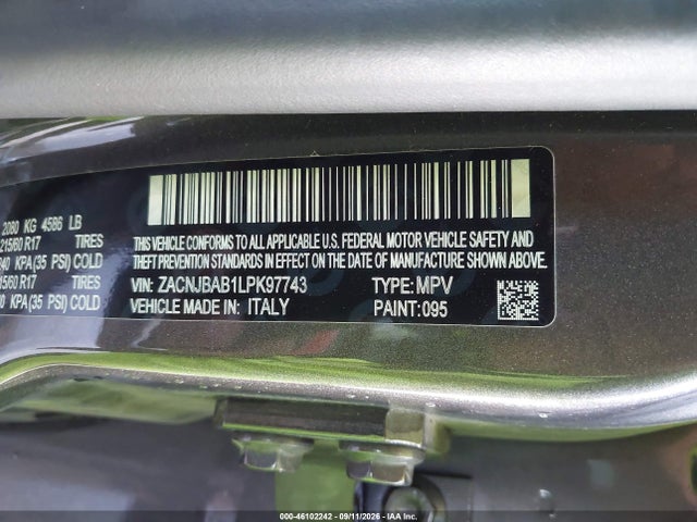 Aukcja sprzedaży 2020 Jeep Renegade Sport 4x4, vin: ZACNJBAB1LPK97743, numer aukcji: 46102242