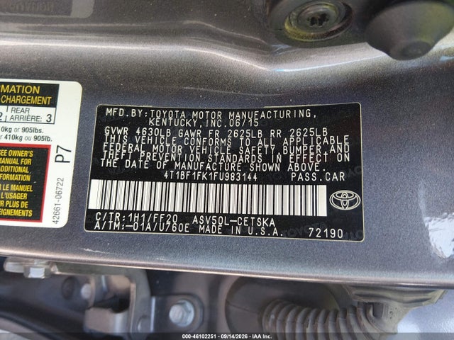4T1BF1FK1FU983144 Toyota CAMRY SE