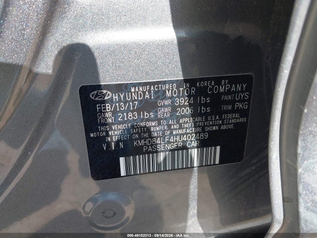Aukcja sprzedaży 2017 Hyundai Elantra Se, vin: KMHD84LF4HU402489, numer aukcji: 46102313