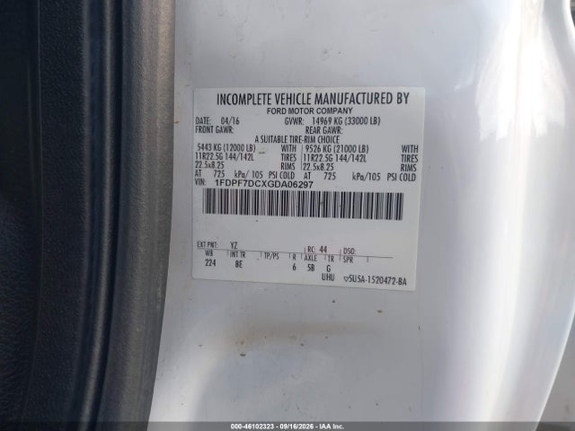 Продажа на аукционе авто 2016 Ford F-750 Diesel, vin: 1FDPF7DCXGDA06297, номер лота: 46102323
