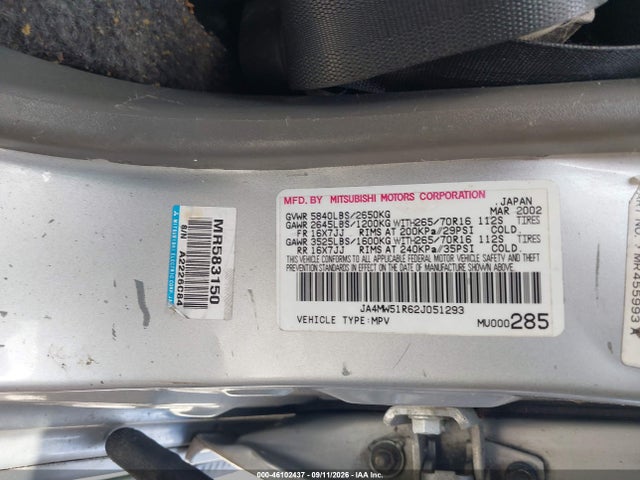 Aukcja sprzedaży 2002 Mitsubishi Montero Limited, vin: JA4MW51R62J051293, numer aukcji: 46102437
