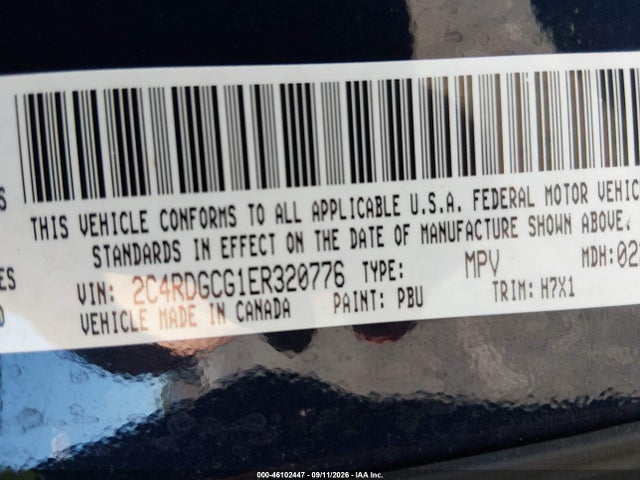Продажа на аукционе авто 2014 Dodge Grand Caravan Sxt, vin: 2C4RDGCG1ER320776, номер лота: 46102447
