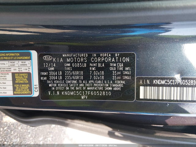 Продаж на аукціоні авто 2015 Kia Sedona Sx, vin: KNDMC5C17F6052810, номер лоту: 46102556