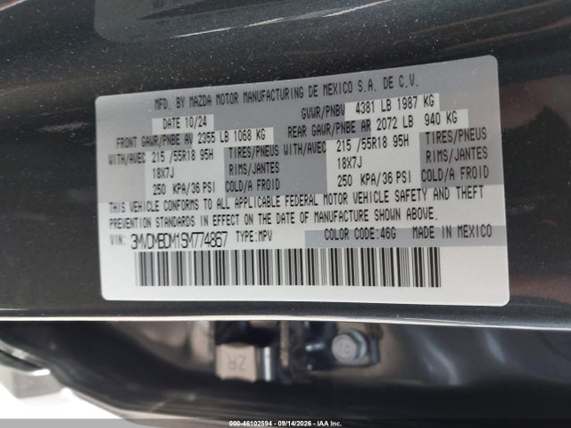 2025 Mazda Cx-30 2.5 S Premium Package მანქანა იყიდება აუქციონზე, vin: 3MVDMBDM1SM774867, აუქციონის ნომერი: 46102594