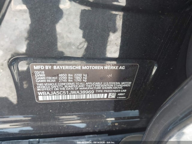BMW 530I 2018 WBAJA5C51JWA38969 Image 9