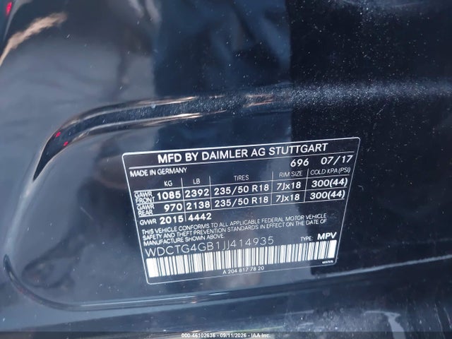 Продаж на аукціоні авто 2018 Mercedes-benz Gla Gla 250, vin: WDCTG4GB1JJ414935, номер лоту: 46102636