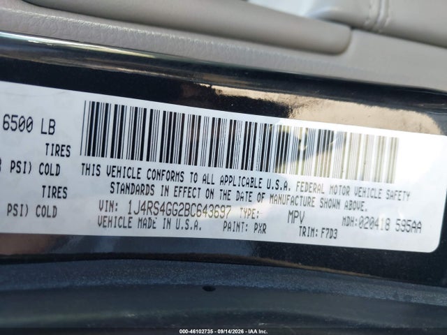 Aukcja sprzedaży 2011 Jeep Grand Cherokee Laredo, vin: 1J4RS4GG2BC643697, numer aukcji: 46102735