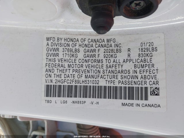 Honda Civic Sport 2020 2HGFC2F89LH531032 Image 9