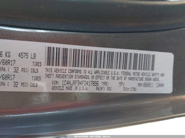 Продаж на аукціоні авто 2015 Jeep Patriot Latitude, vin: 1C4NJRFB4FD417896, номер лоту: 46102804