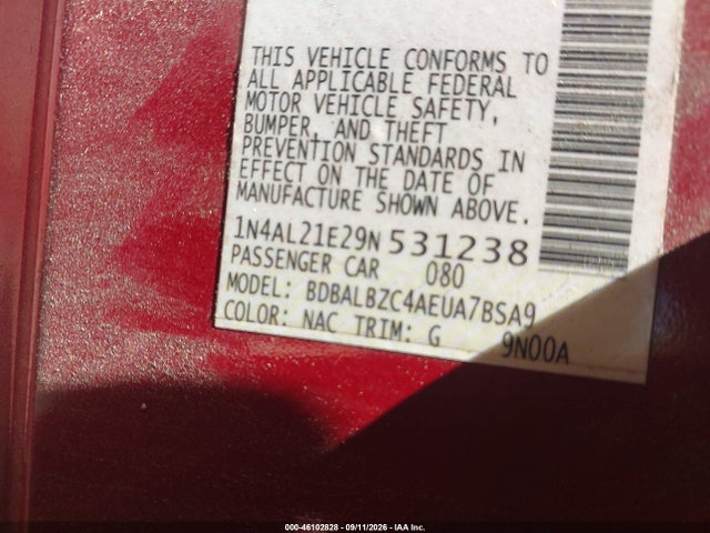 46102828 :رقم المزاد ، 1N4AL21E29N531238 vin ، 2009 Nissan Altima 2.5 S مزاد بيع