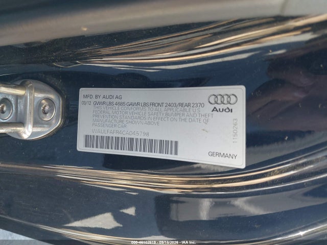 Продажа на аукционе авто 2012 Audi A5 2.0t Premium, vin: WAULFAFR4CA045798, номер лота: 46102919