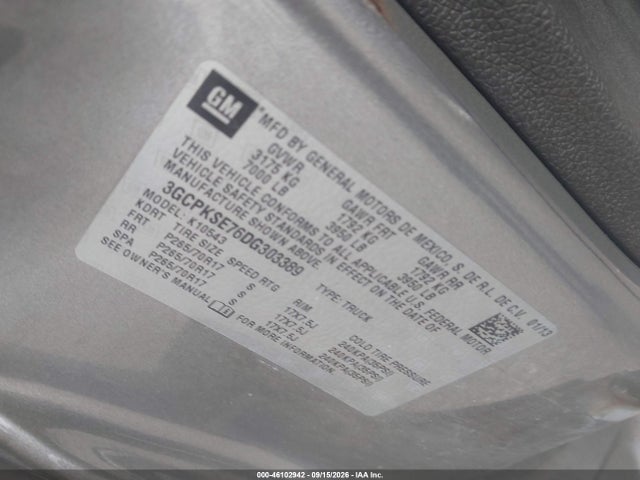 46102942 :رقم المزاد ، 3GCPKSE76DG303389 vin ، 2013 Chevrolet Silverado 1500 Lt مزاد بيع