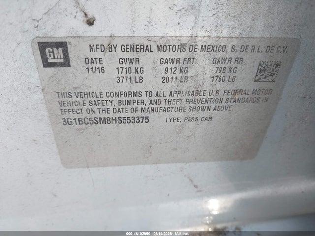 Chevrolet Cruze Ls Auto 2017 3G1BC5SM8HS553375 Image 9