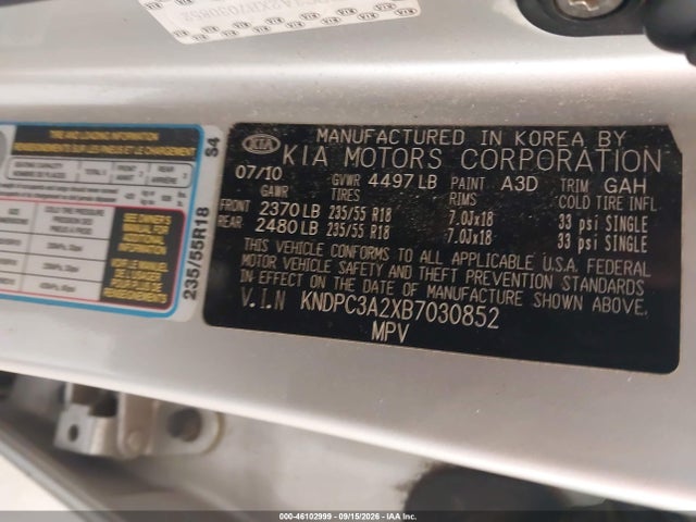 Продаж на аукціоні авто 2011 Kia Sportage Ex, vin: KNDPC3A2XB7030852, номер лоту: 46102999