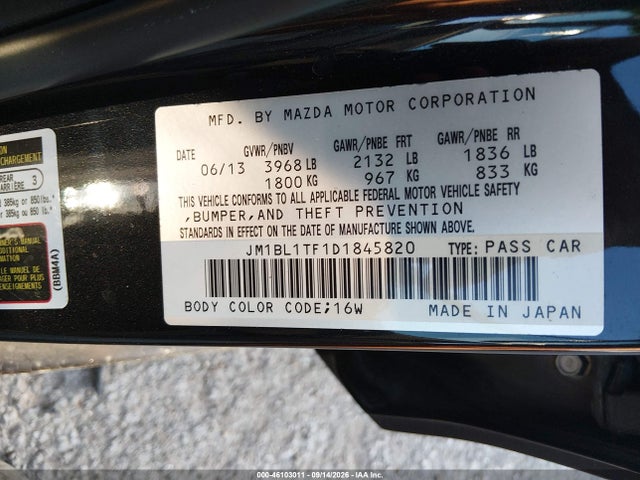 Aukcja sprzedaży 2013 Mazda Mazda3 I Sv, vin: JM1BL1TF1D1845820, numer aukcji: 46103011