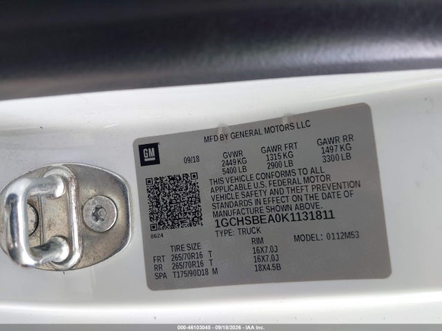 Chevrolet Colorado Wt 2019 1GCHSBEA0K1131811 Image 9
