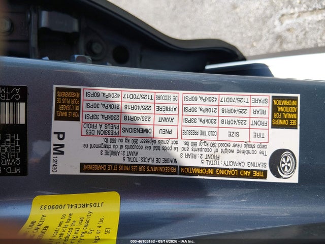 Aukcja sprzedaży 2020 Toyota Corolla Se, vin: JTDS4RCE4LJ009033, numer aukcji: 46103162