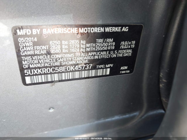Aukcja sprzedaży 2014 Bmw X5 Xdrive35i, vin: 5UXKR0C58E0K45737, numer aukcji: 46103277
