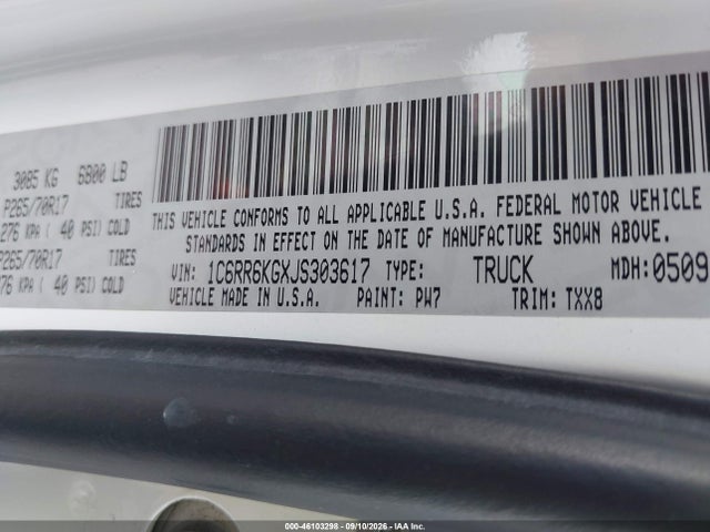 Продаж на аукціоні авто 2018 Ram 1500 Tradesman  4x2 5'7 Box, vin: 1C6RR6KGXJS303617, номер лоту: 46103298