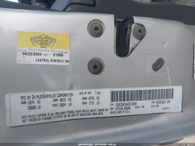 Продажа на аукционе авто 2004 Dodge Neon Sxt, vin: 1B3ES56C64D512909, номер лота: 46103308