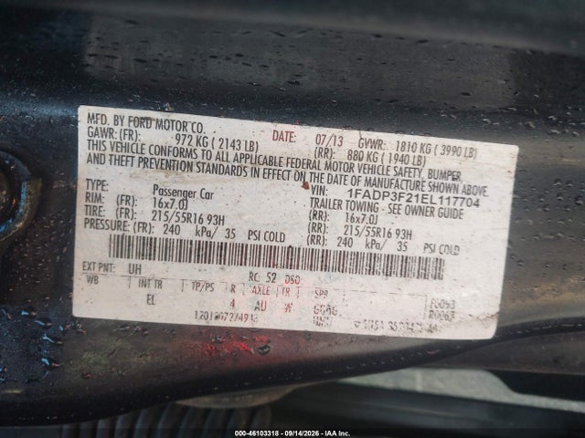Продаж на аукціоні авто 2014 Ford Focus Se, vin: 1FADP3F21EL117704, номер лоту: 46103318