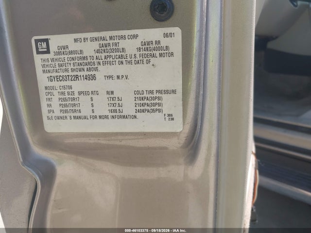 Aukcja sprzedaży 2002 Cadillac Escalade Standard, vin: 1GYEC63T22R114936, numer aukcji: 46103375