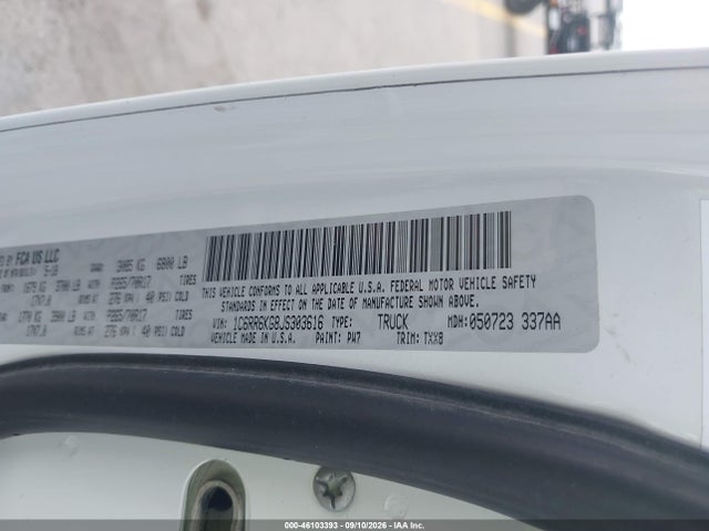 46103393 :رقم المزاد ، 1C6RR6KG8JS303616 vin ، 2018 Ram 1500 Tradesman  4x2 5'7 Box مزاد بيع