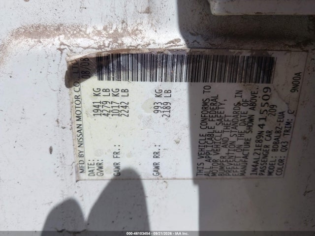 Aukcja sprzedaży 2009 Nissan Altima 2.5 S, vin: 1N4AL21E89N415509, numer aukcji: 46103454