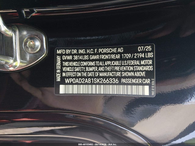 Porsche 718 Cayman Gts 4.0 2025 WP0AD2A81SK266336 Image 9