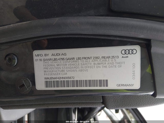 Продажа на аукционе авто 2017 Audi A4 2.0t Premium, vin: WAUENAF42HN005672, номер лота: 46103610