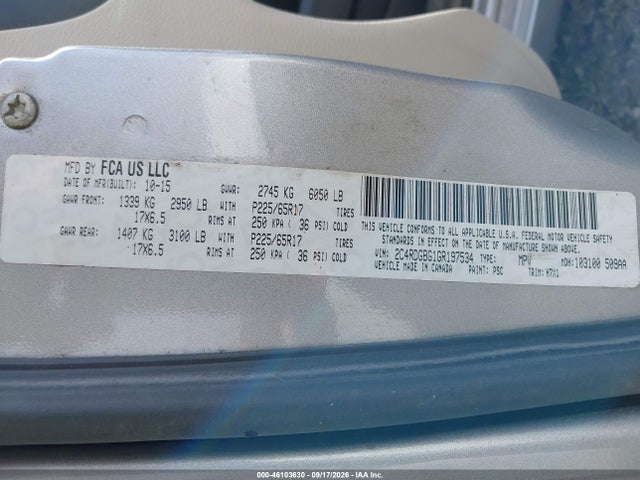 Auction sale of the 2016 Dodge Grand Caravan Se, vin: 2C4RDGBG1GR197534, lot number: 46103630