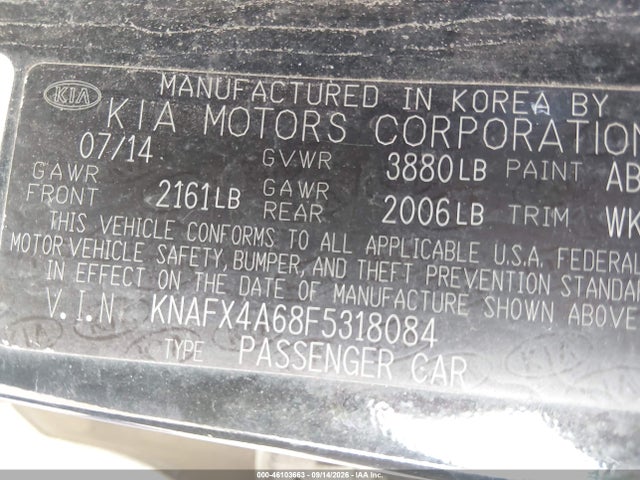 Aukcja sprzedaży 2015 Kia Forte Lx, vin: KNAFX4A68F5318084, numer aukcji: 46103663