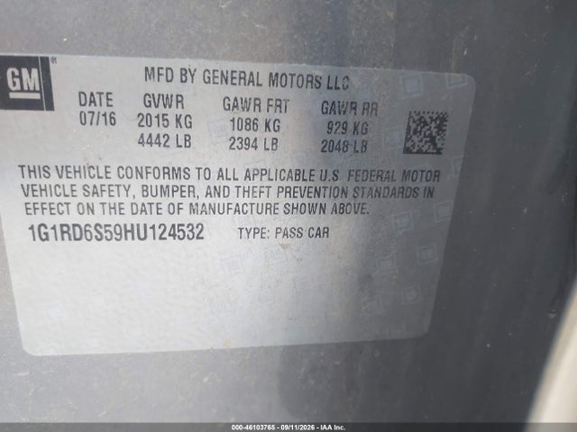 Chevrolet Volt Premier 2017 1G1RD6S59HU124532 Image 9