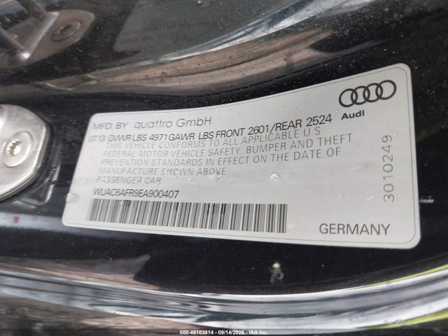 2014 Audi Rs 5 4.2 მანქანა იყიდება აუქციონზე, vin: WUAC6AFR9EA900407, აუქციონის ნომერი: 46103814