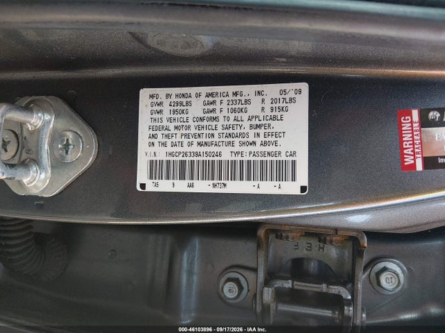 Продажа на аукционе авто 2009 Honda Accord Lx, vin: 1HGCP26339A150246, номер лота: 46103896