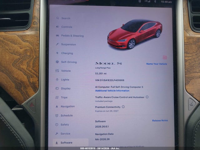2020 Tesla Model S Long Range Dual Motor All-wheel Drive/long Range Plus Dual Motor All-wheel Drive მანქანა იყიდება აუქციონზე, vin: 5YJSA1E22LF400668, აუქციონის ნომერი: 46103918