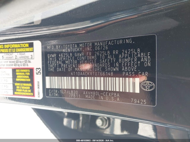 4T1DAACKXTU766148 Toyota CAMRY XSE