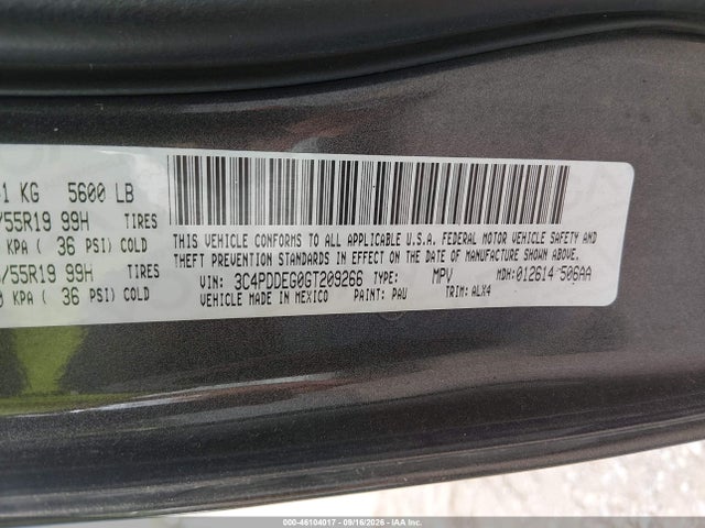 46104017 :رقم المزاد ، 3C4PDDEG0GT209266 vin ، 2016 Dodge Journey R/t مزاد بيع