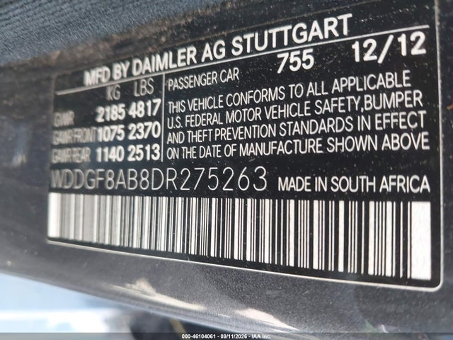 Aukcja sprzedaży 2013 Mercedes-benz C 300 Sport 4matic, vin: WDDGF8AB8DR275263, numer aukcji: 46104061