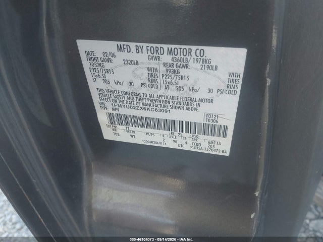 Aukcja sprzedaży 2006 Ford Escape Xls/xls Manual, vin: 1FMYU02ZX6KC63091, numer aukcji: 46104073