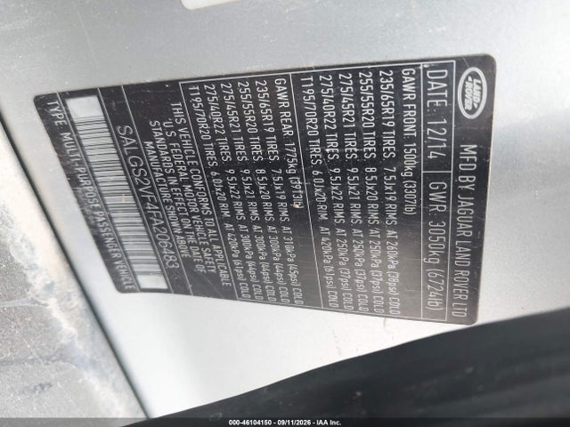Продаж на аукціоні авто 2015 Land Rover Range Rover 3.0l V6 Supercharged Hse, vin: SALGS2VF4FA206483, номер лоту: 46104150