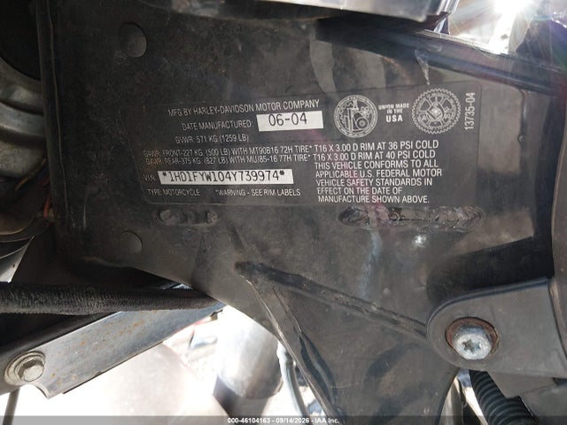 Продажа на аукционе авто 2004 Harley-davidson Flhrsi, vin: 1HD1FYW104Y739974, номер лота: 46104163