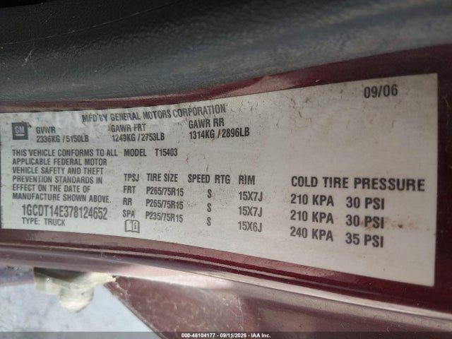 Продажа на аукционе авто 2007 Chevrolet Colorado Lt, vin: 1GCDT14E378124652, номер лота: 46104177