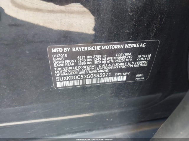 Aukcja sprzedaży 2016 Bmw X5 Xdrive35i, vin: 5UXKR0C53G0S85971, numer aukcji: 46104205