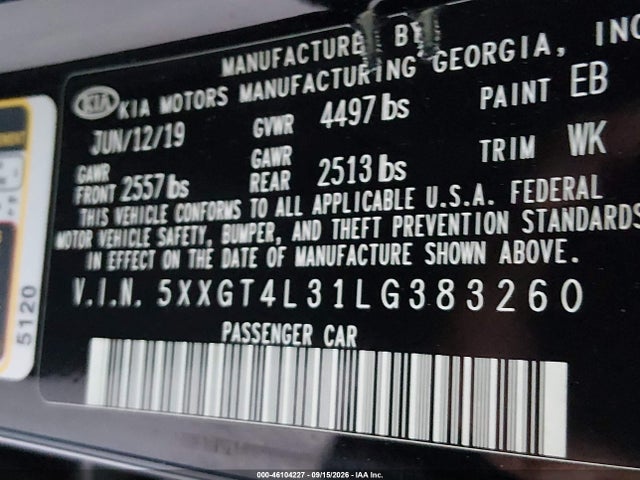 KIA Optima Lx 2020 5XXGT4L31LG383260 Image 9