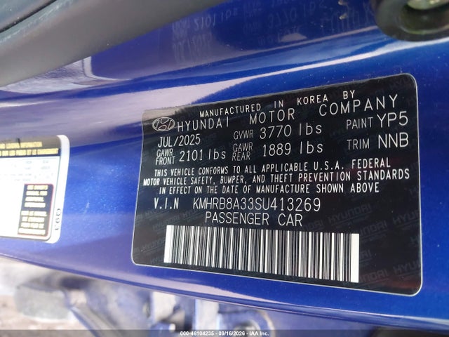 46104235 :رقم المزاد ، KMHRB8A33SU413269 vin ، 2025 Hyundai Venue Se مزاد بيع